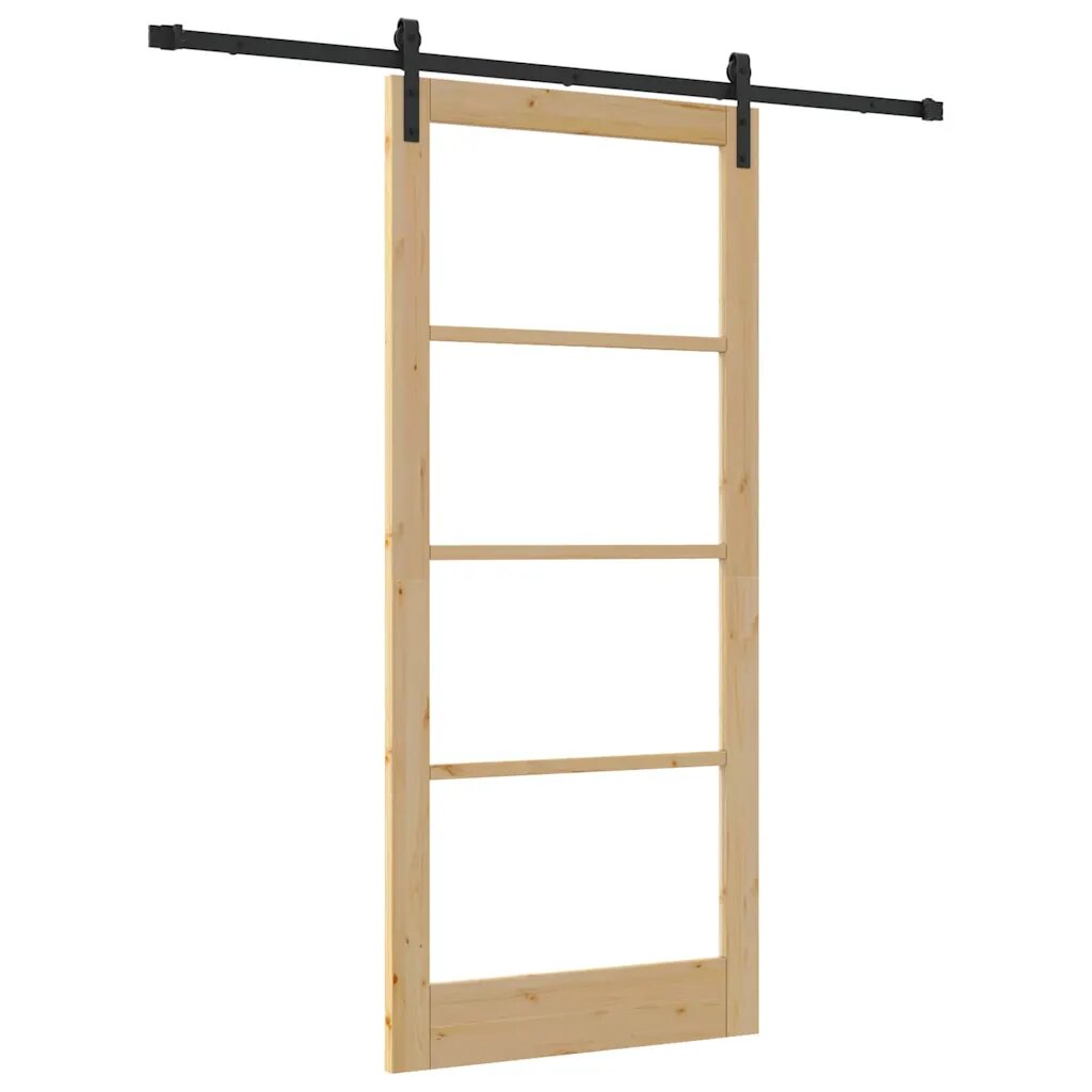 vidaXL Csúszó ajtó ORKDAL Természetes és fekete 93 x 211 cm