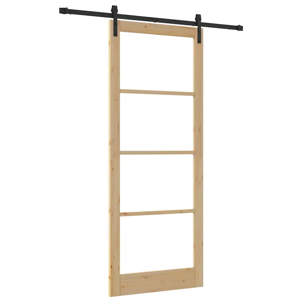 vidaXL Csúszó ajtó ORKDAL Természetes és fekete 93 x 232 cm