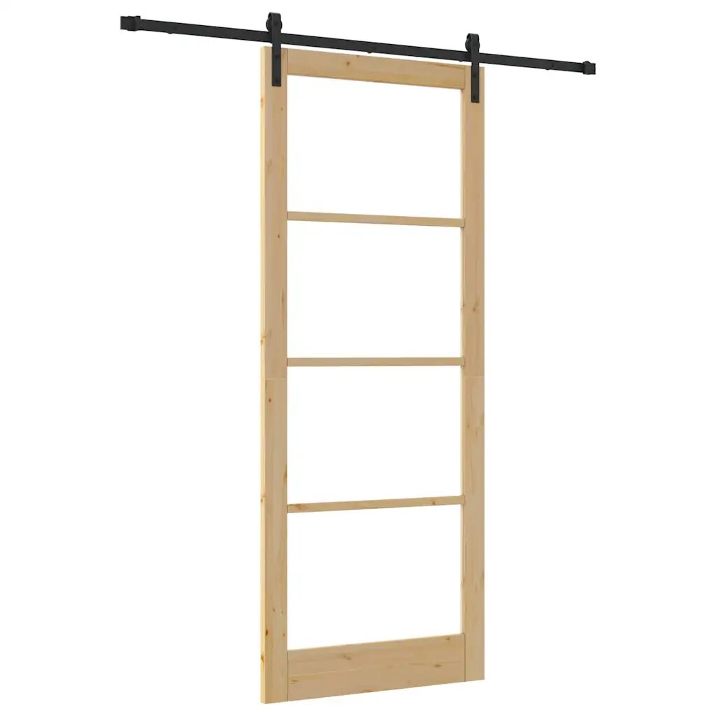 vidaXL Csúszó ajtó ORKDAL Természetes és fekete 93 x 232 cm