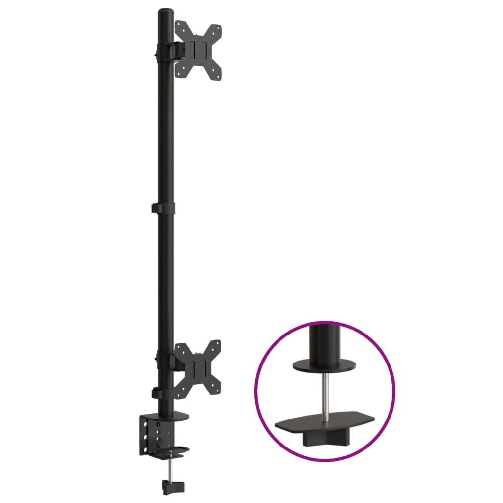 vidaXL dupla fekete acél monitorállvány VESA 75/100 mm