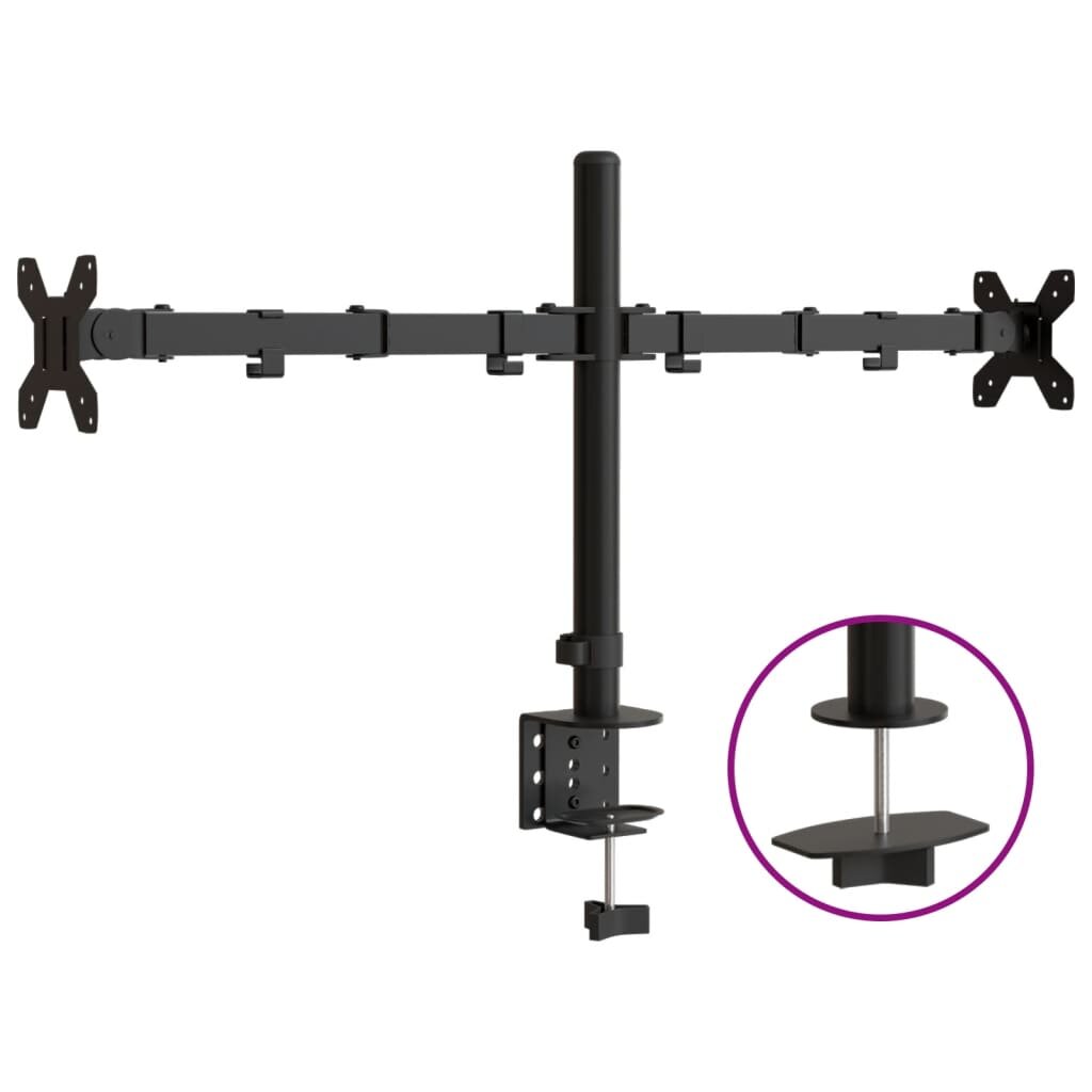 vidaXL dupla fekete acél monitorállvány VESA 75/100 mm
