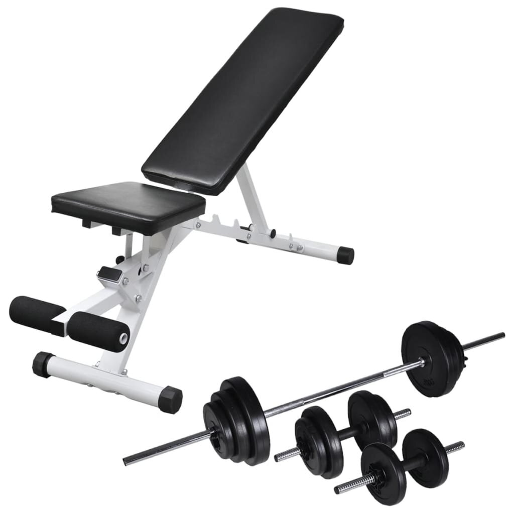 vidaXL edzőpad egykezes és kétkezes súlyzókészlettel 305 kg