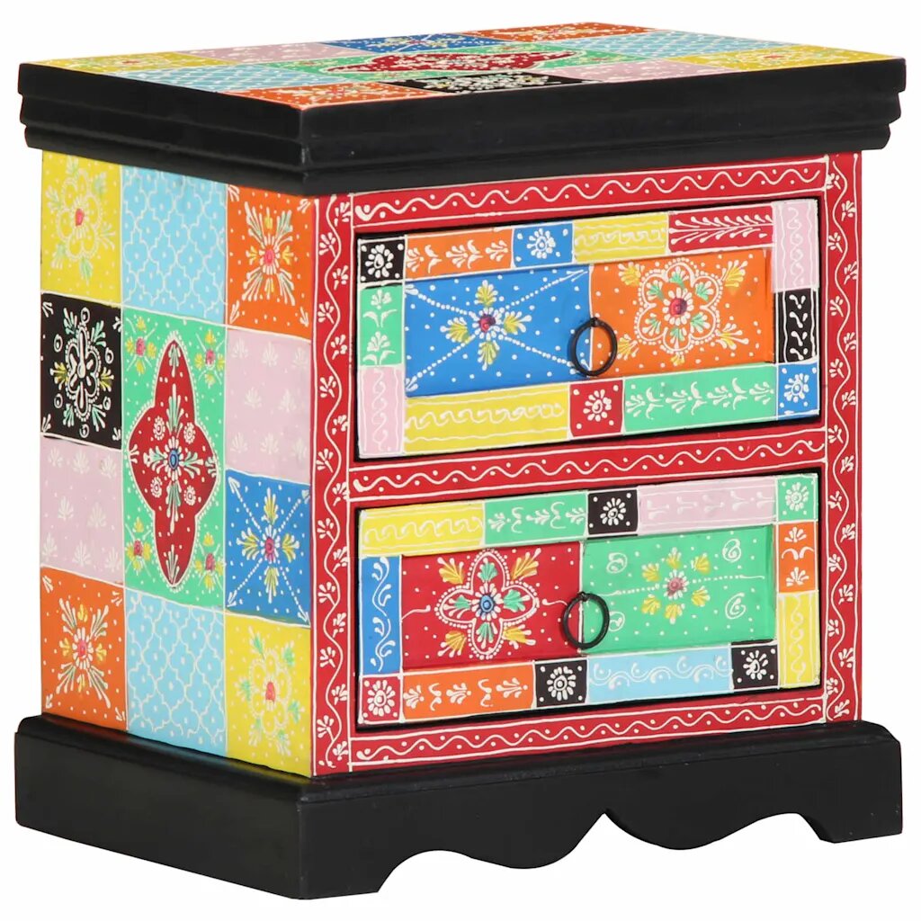 vidaXL Éjjeliszekrény 2 db Sokszínű 40 x 35 x 45 cm Tömör Mangófát