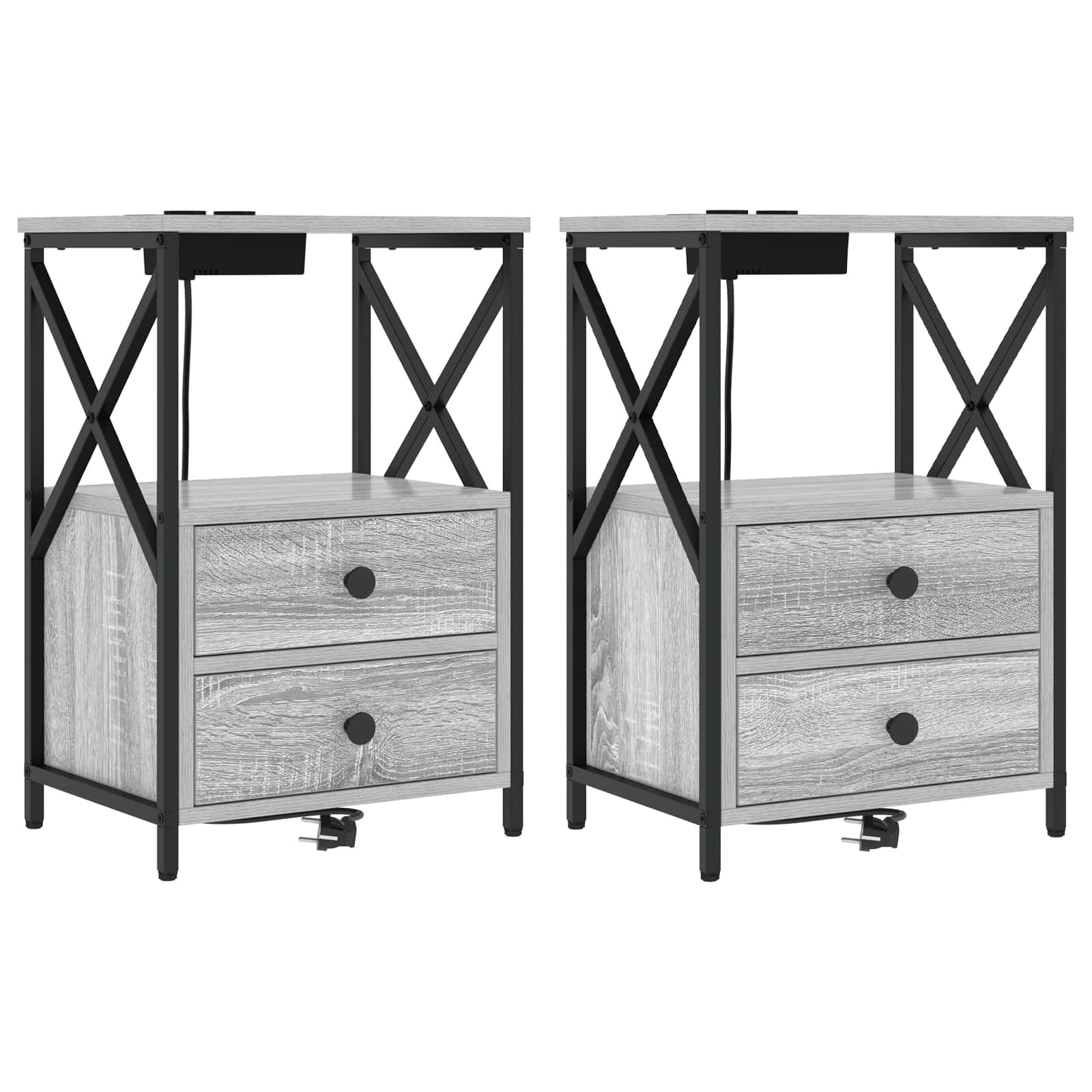 vidaXL Éjjeliszekrény 2 db Szürke Sonoma 40 x 31 x 60 cm Szerelt Fa