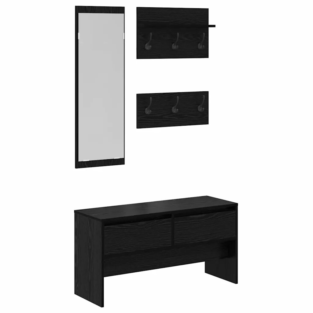 vidaXL Előszoba bútorkészlet 4 db Fekete tölgy 90 x 31 x 465 cm