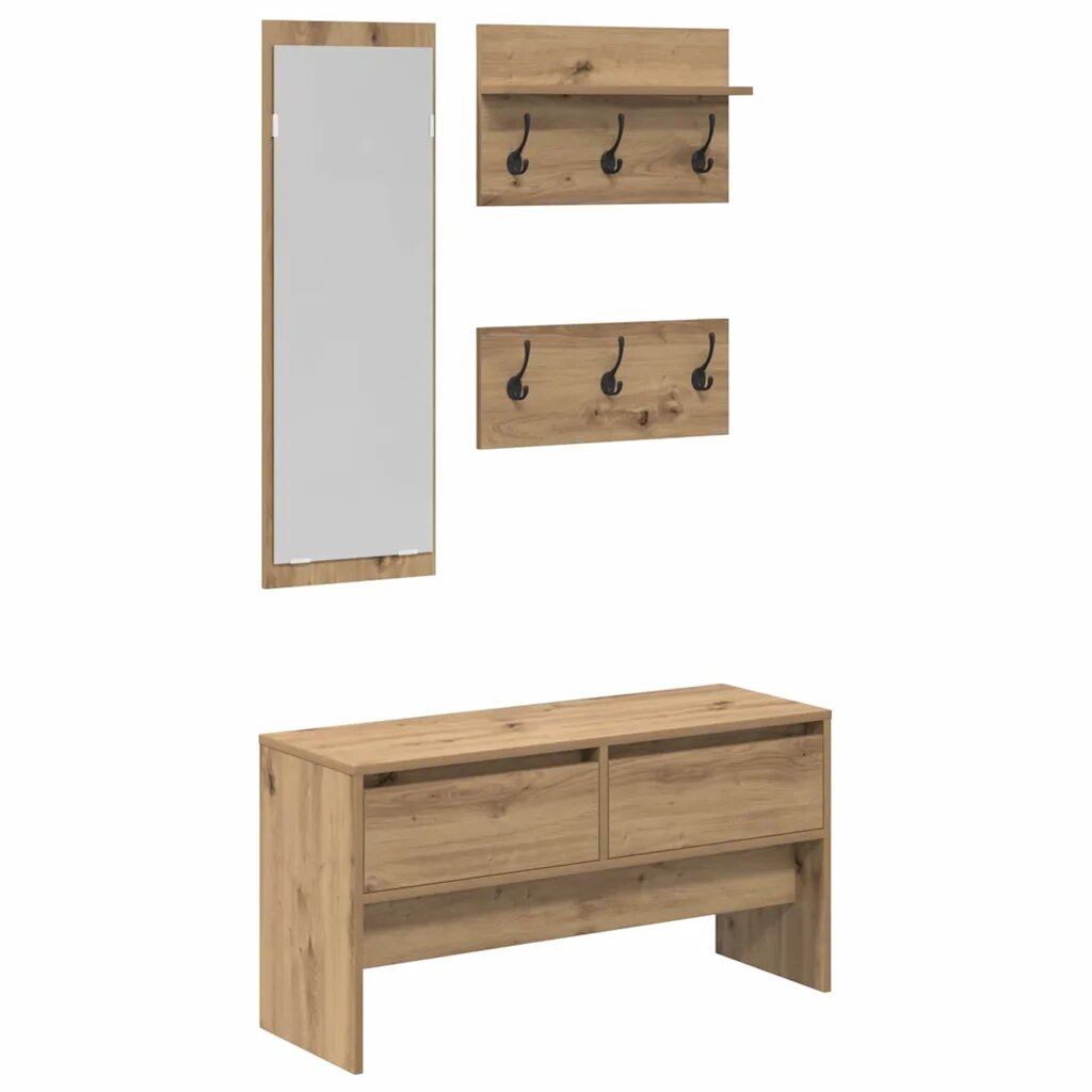 vidaXL Előszoba bútorkészlet 4 db Művészi tölgy 90 x 31 x 465 cm