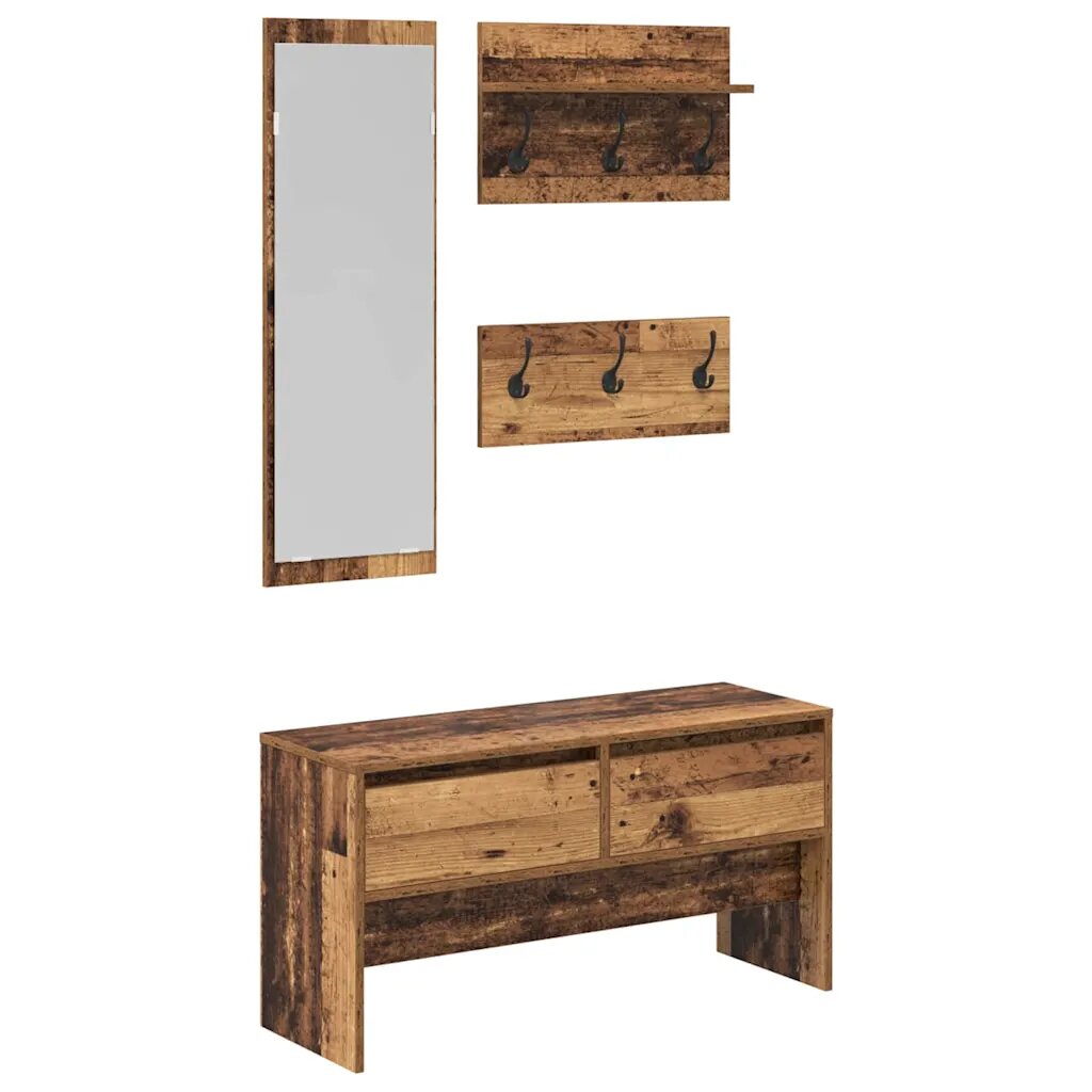 vidaXL Előszoba bútorkészlet 4 db Öreg fa 90 x 31 x 465 cm Szerelt Fa