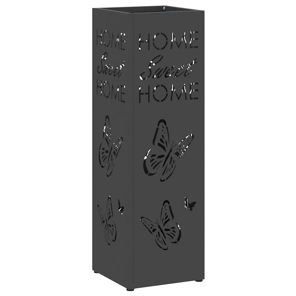 vidaXL Esőernyő állvány tárolóval Fekete 155 x 155 x 49 cm Acél
