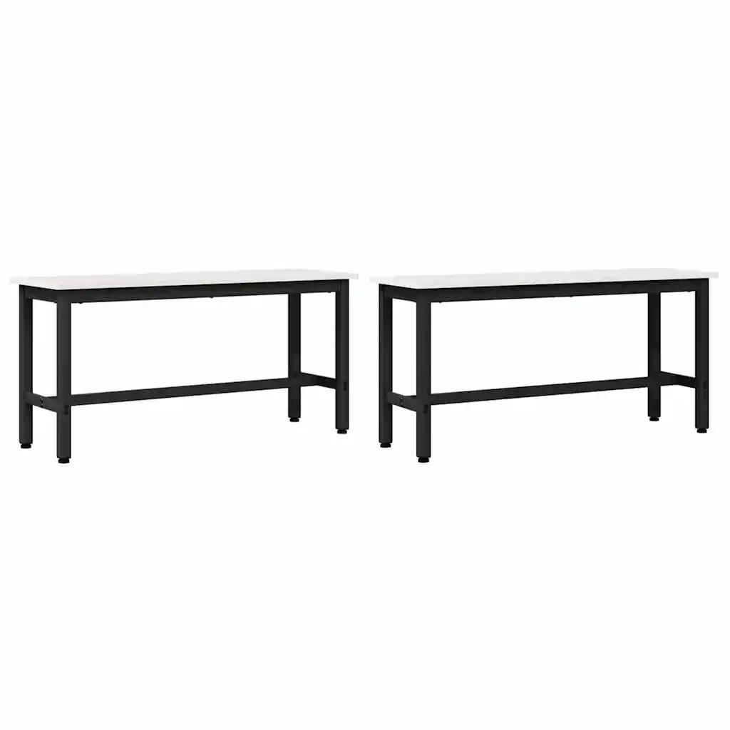 vidaXL Étkező pad 100 x 325 x 49 cm 2 db Tömör fenyőfa Fehér