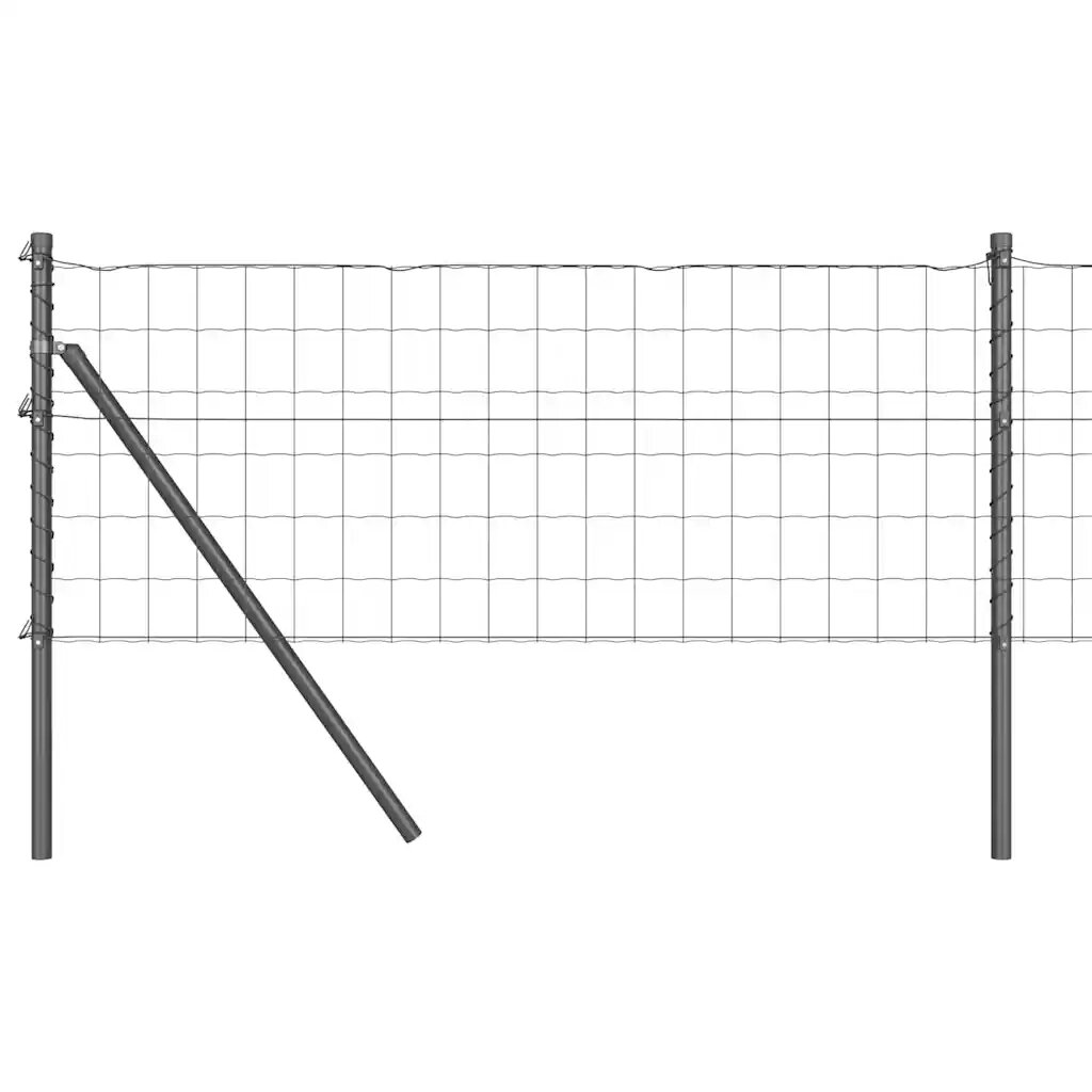 vidaXL Euro Kerítés Talaj Rögzítő 10 x 08 m PVC-bevonatos acél Szürke