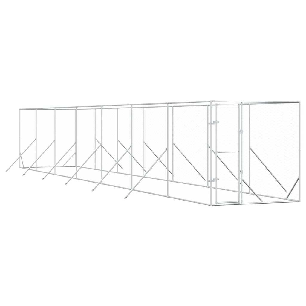 vidaXL ezüstszínű kültéri horganyzott acél kutyakennel 2 x 14 x 2 m