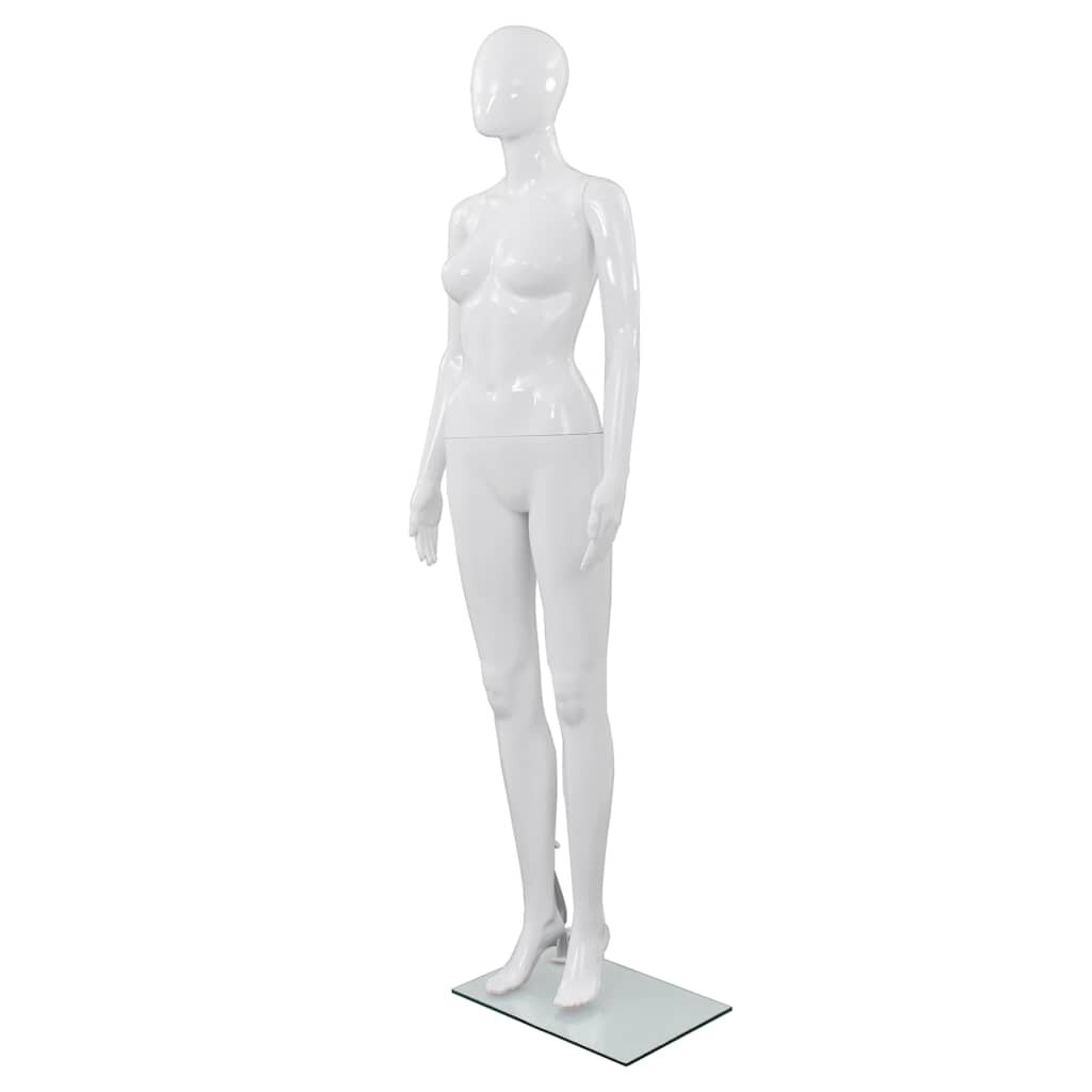 vidaXL fĂ©nyes fehĂ©r egĂ©sz alakos nĹ‘i prĂłbababa ĂĽvegtalppal 175 cm