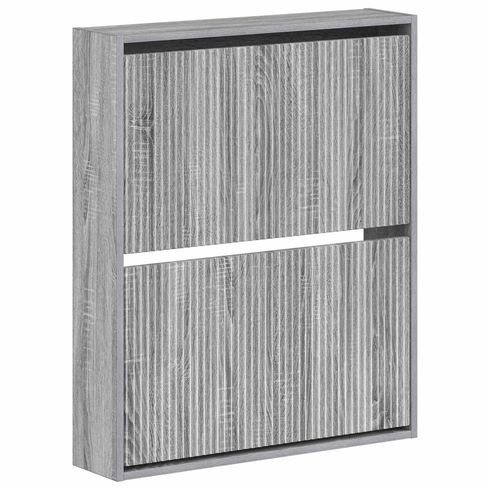 vidaXL Fali Cipőtartó ARNHEM 71 x 17 x 86 cm Szerelt Fa Szürke Sonoma