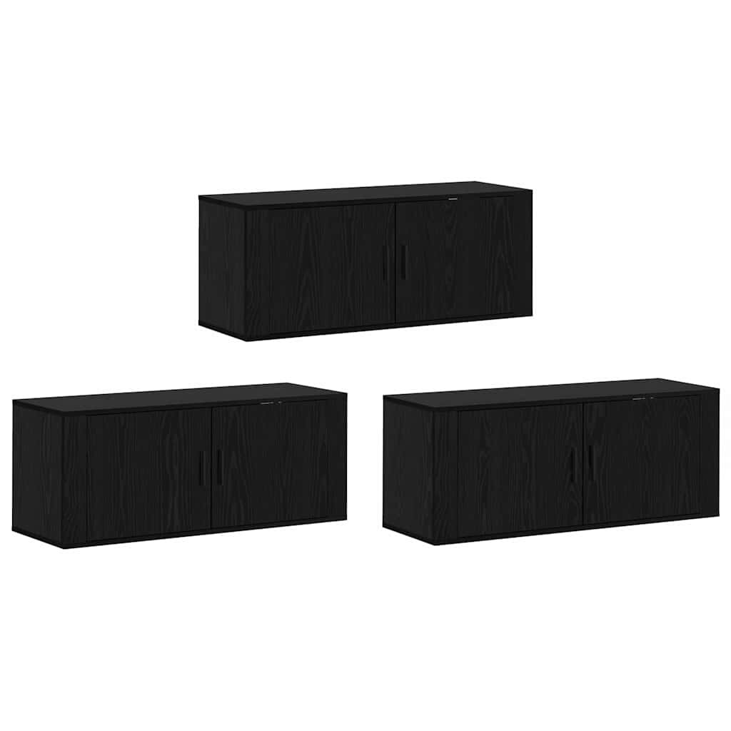 vidaXL Fali TV szekrény szett 3 db 100 x 345 x 40 cm Fekete tölgy