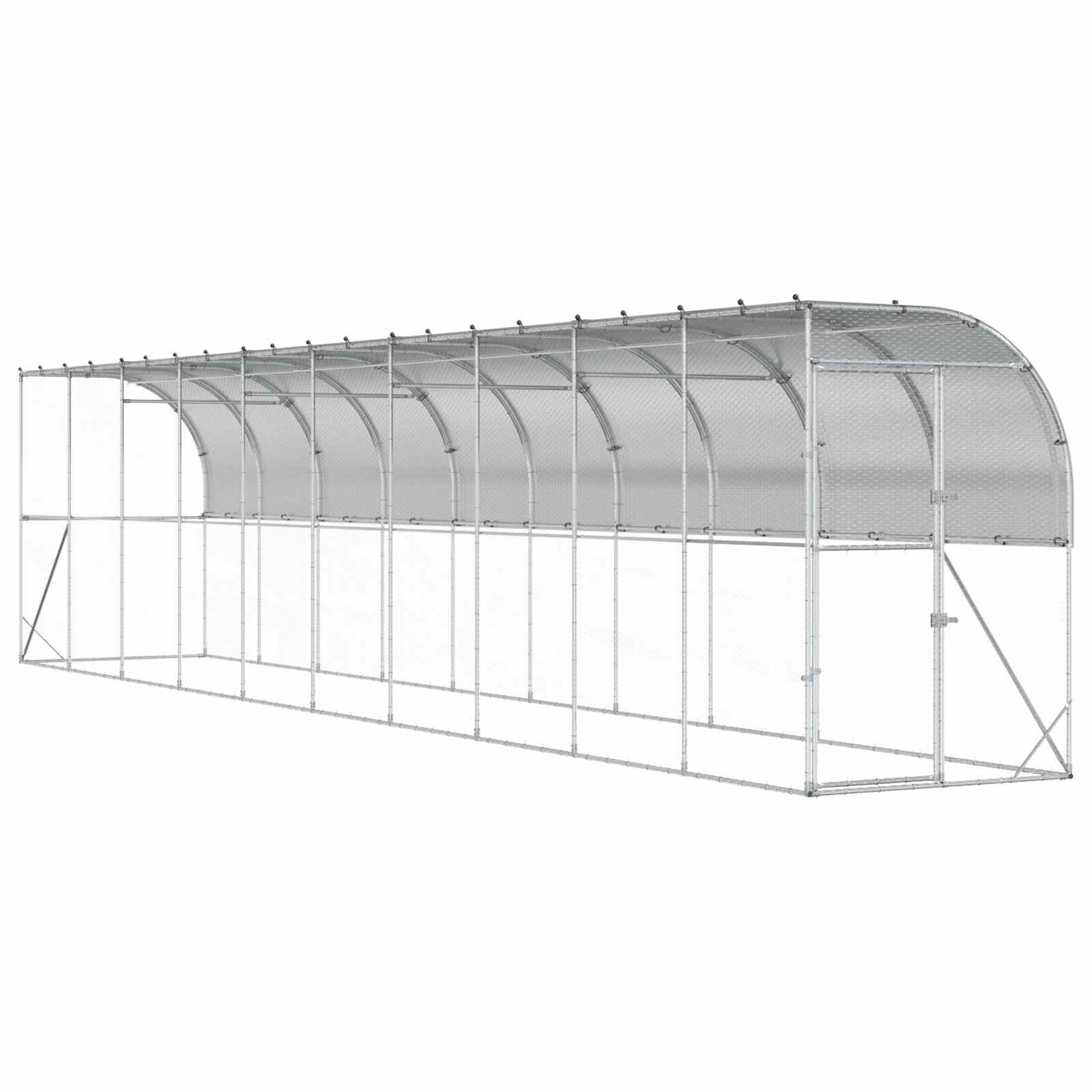 vidaXL Fali Tyúkól Ezüst 600 x 150 x 215 cm Horganyzott Acél