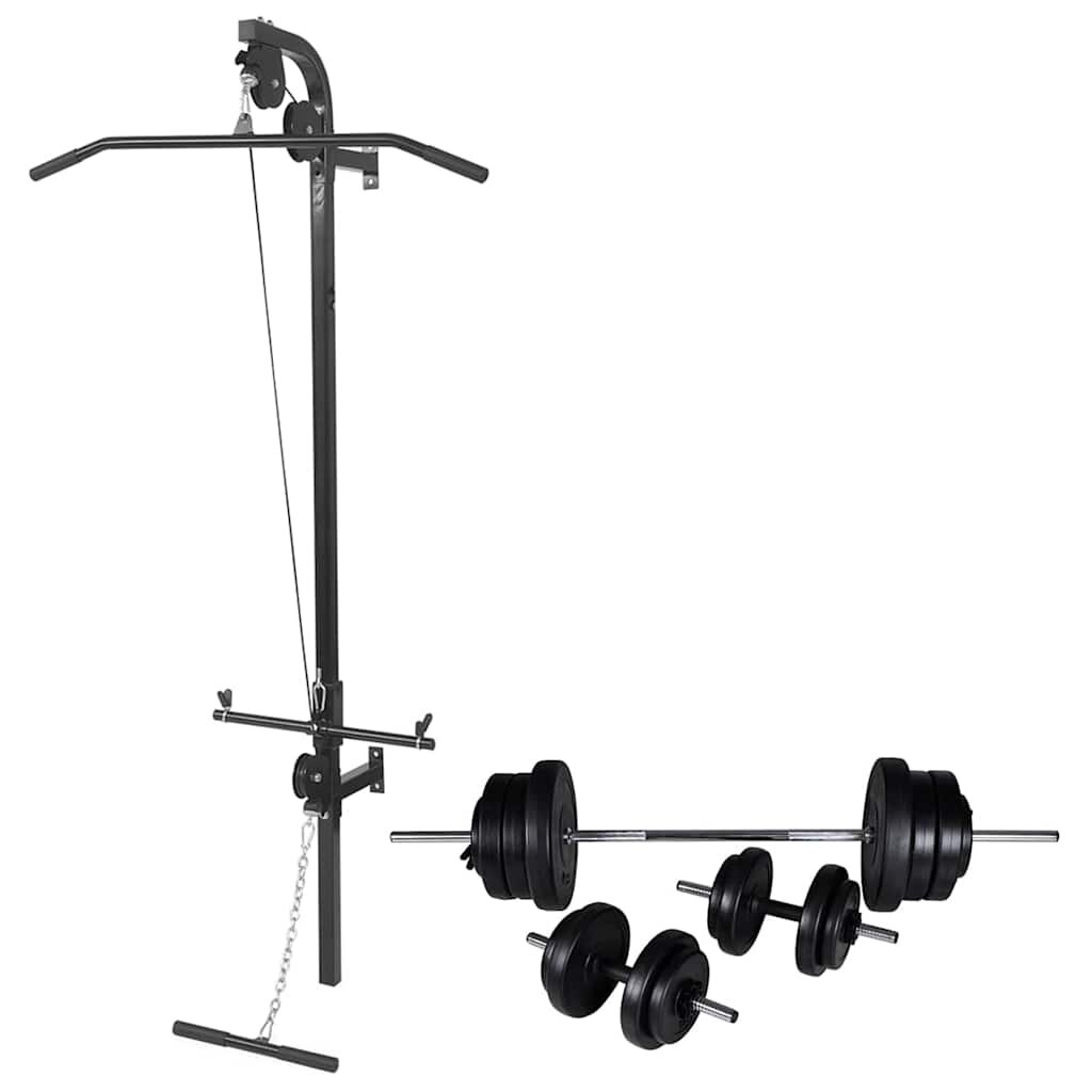 vidaXL falra szerelhető edzőtorony súlyzókészlettel 605 kg