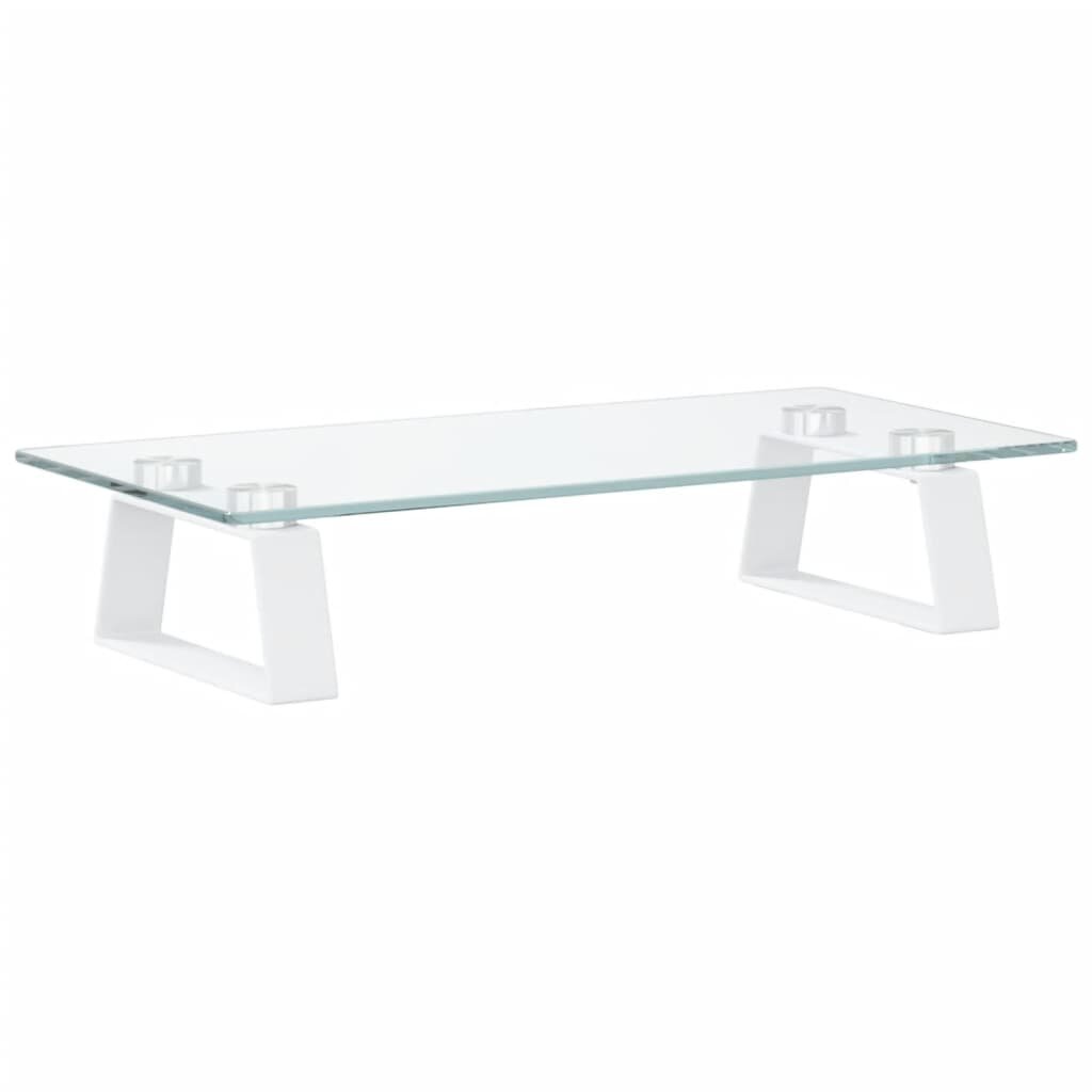 vidaXL fehér edzett üveg és fém monitorállvány 40 x 20 x 8 cm