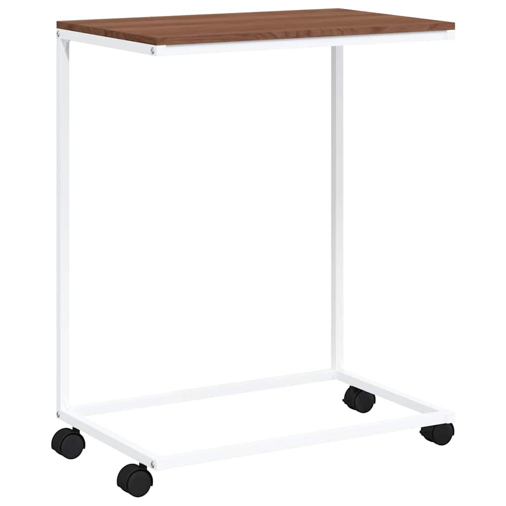 vidaXL fehér szerelt fa kisasztal kerekekkel 55x35x70 cm