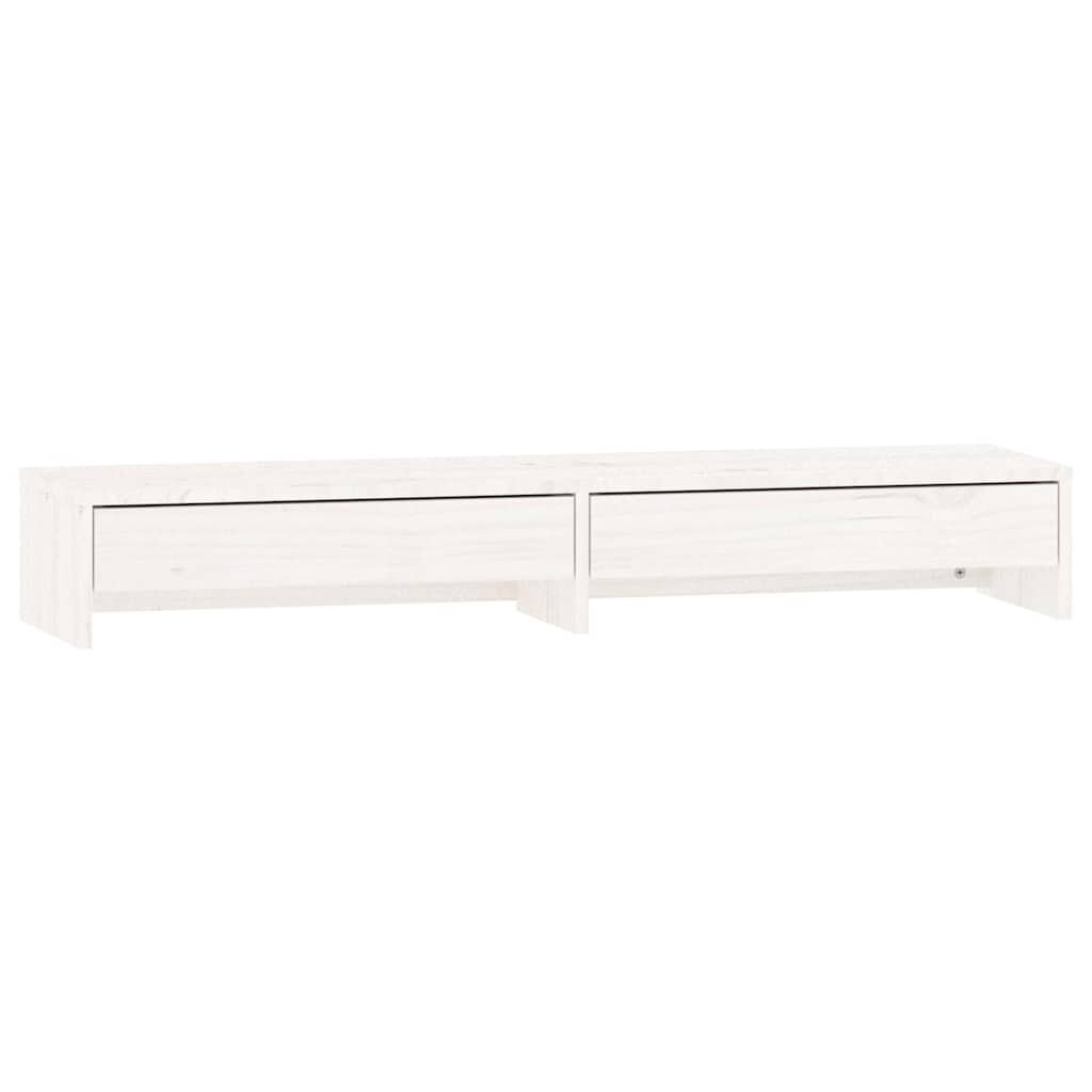 vidaXL fehér tömör fenyőfa monitorállvány 100x27x15 cm