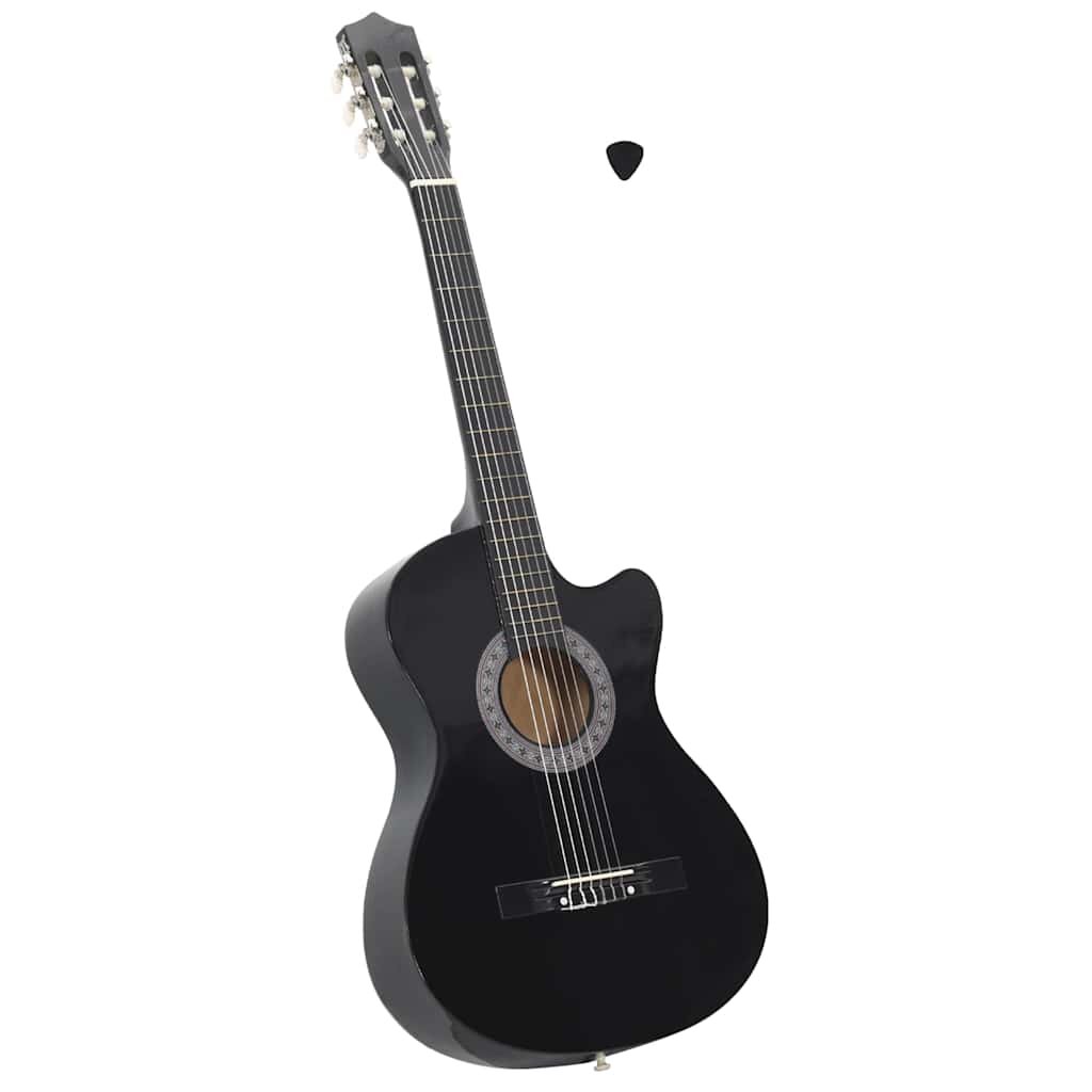 vidaXL fekete 6 húros klasszikus western cutaway gitár 38