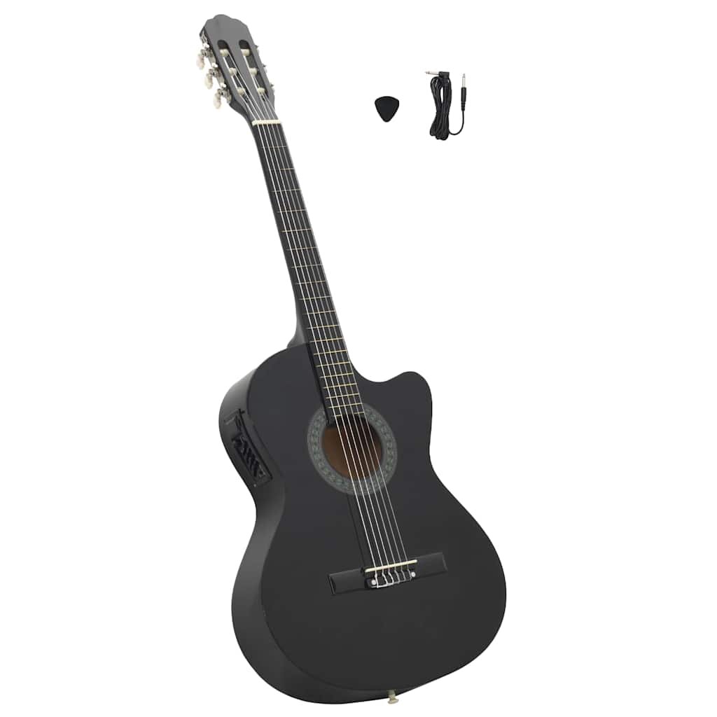 vidaXL fekete 6 húros klasszikus western cutaway gitár ekvalizerrel