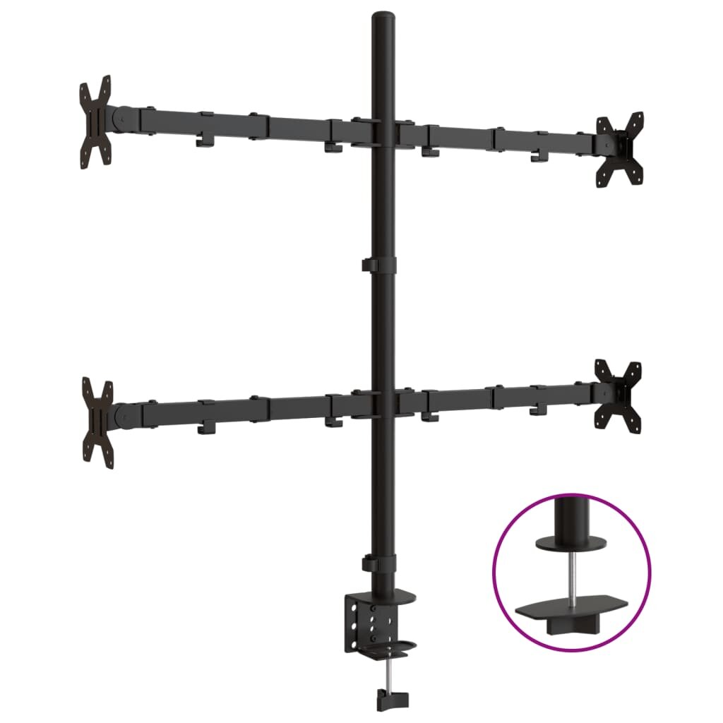 vidaXL fekete acél monitorállvány VESA 75/100 mm