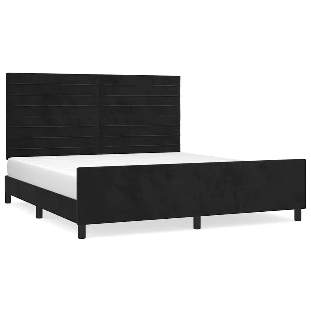 vidaXL fekete bársony ágykeret matrac nélkül 160 x 200 cm