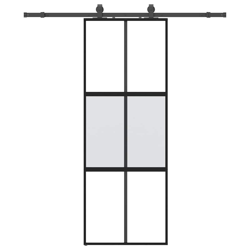 vidaXL fekete edzett üveg tolóajtó fémszerelék szettel 76x205 cm