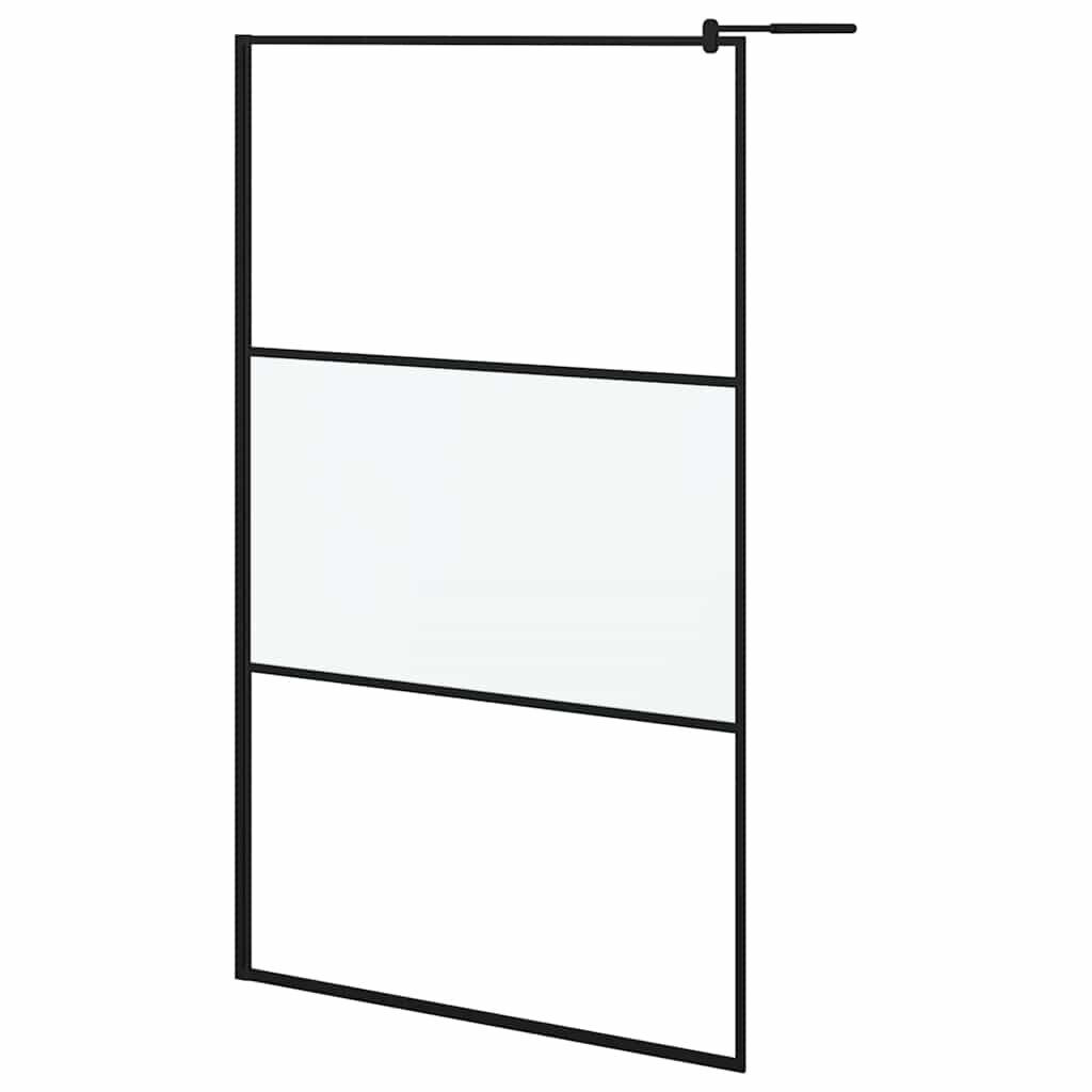 vidaXL fekete ESG tejüveg zuhanyfal küszöb nélküli zuhanyhoz 115x195cm