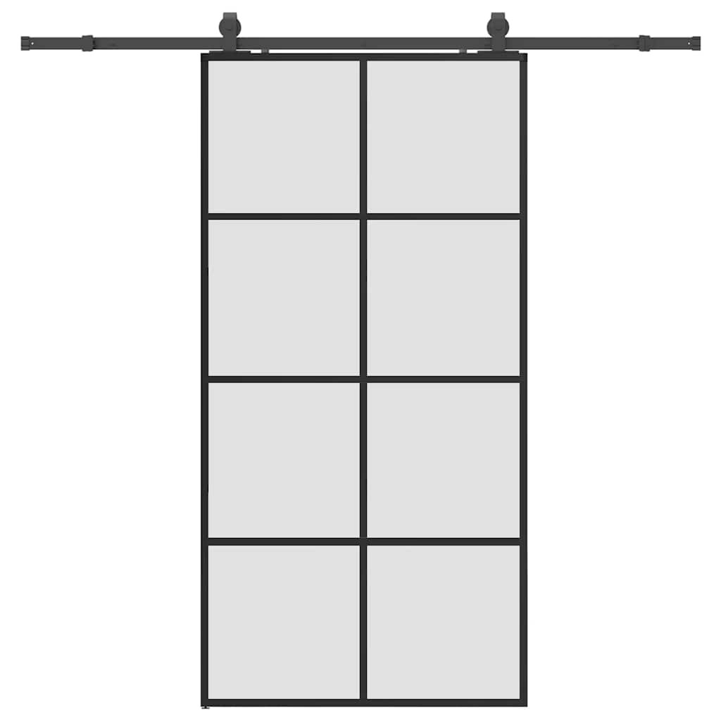vidaXL fekete ESG üveg tolóajtó fémszerelvény-szettel 1025x205 cm