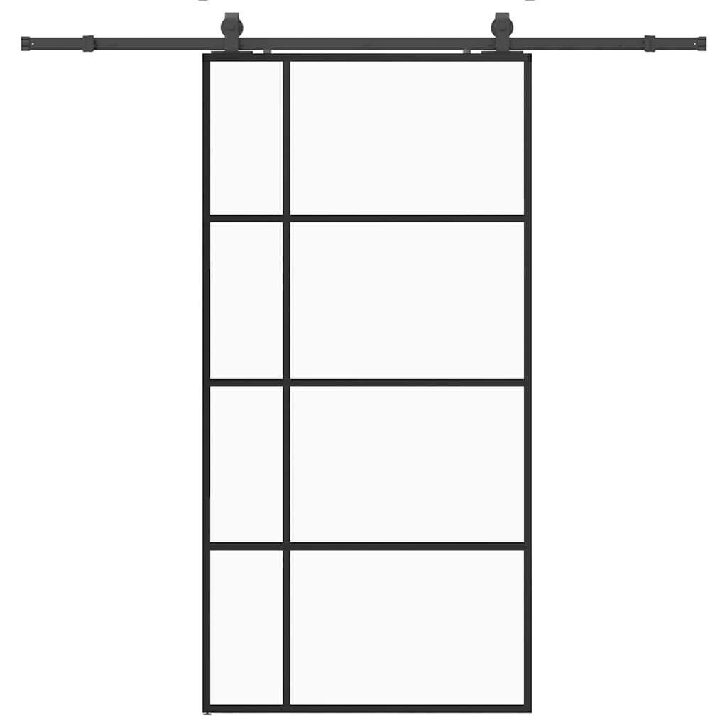 vidaXL fekete ESG üveg tolóajtó fémszerelvény-szettel 1025x205 cm