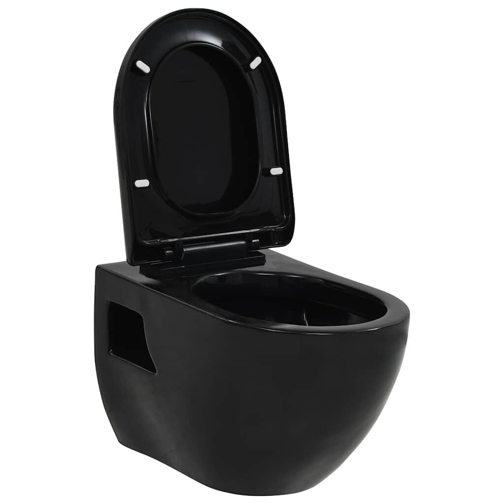 vidaXL fekete kerámia fali WC csésze