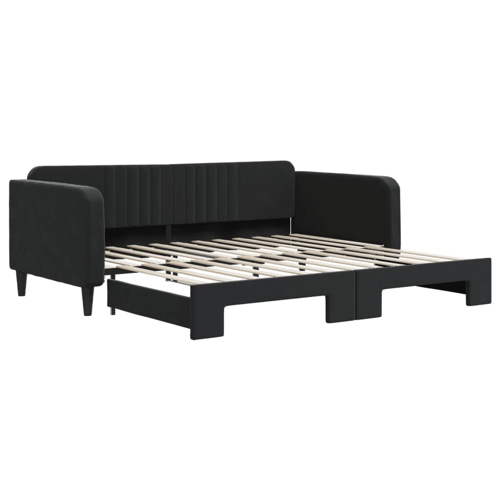 vidaXL fekete kihúzható bársonyheverő 100 x 200 cm
