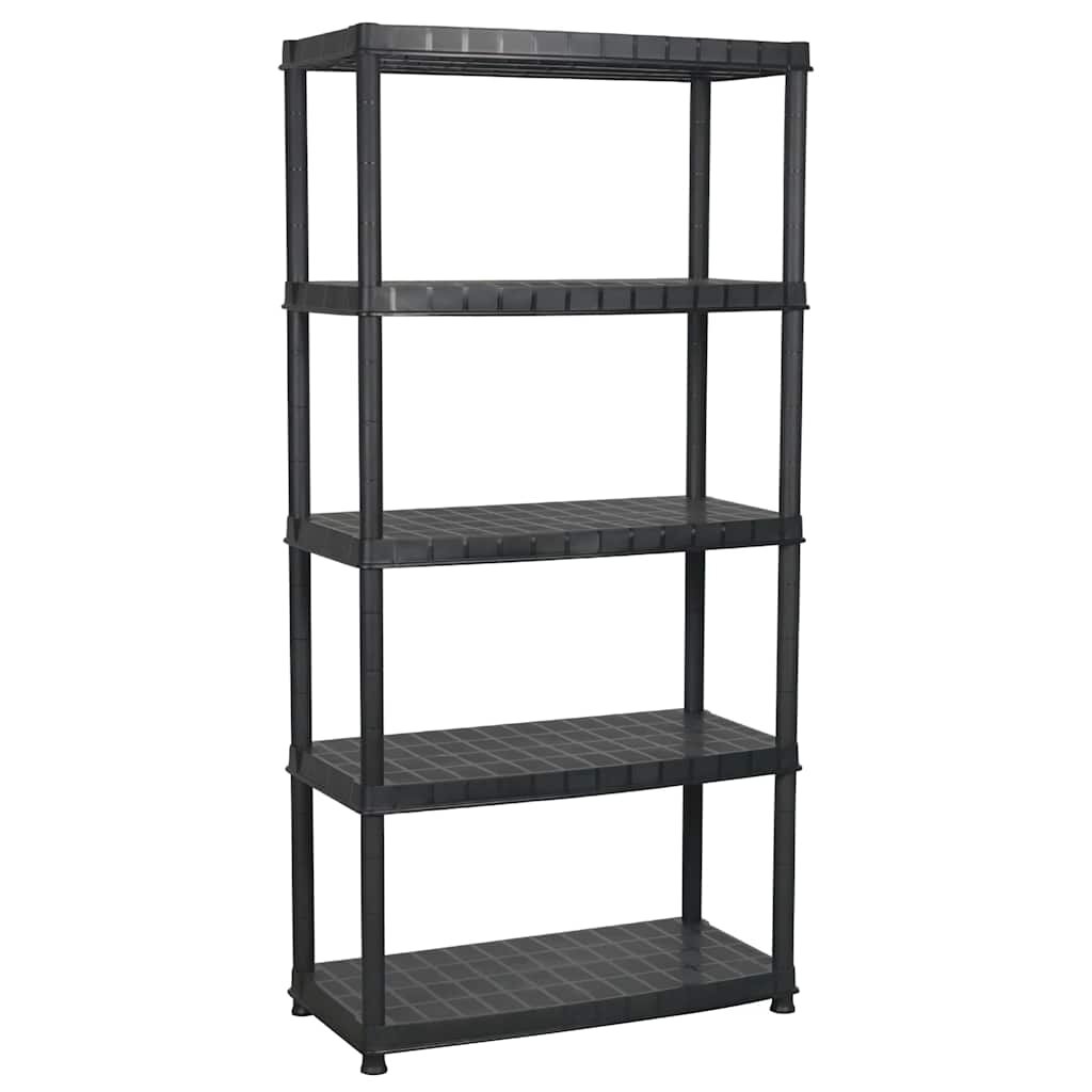vidaXL fekete műanyag 5 szintes tárolópolc 85 x 40 x 185 cm