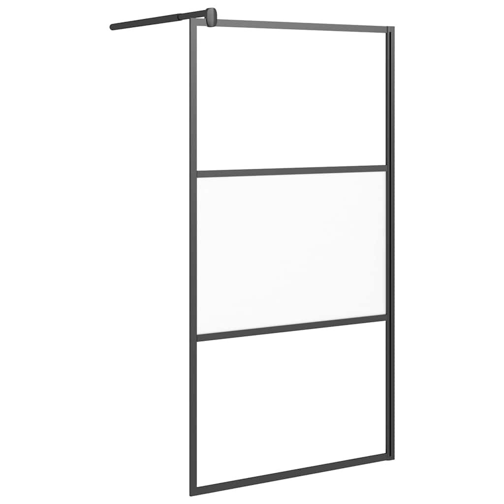 vidaXL fekete selyemmatt ESG üveg zuhanyfal 100x195 cm
