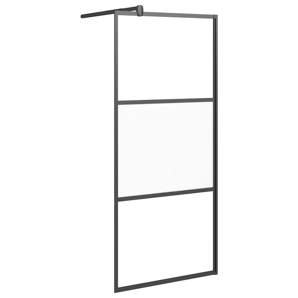 vidaXL fekete selyemmatt ESG üveg zuhanyfal 80 x 195 cm