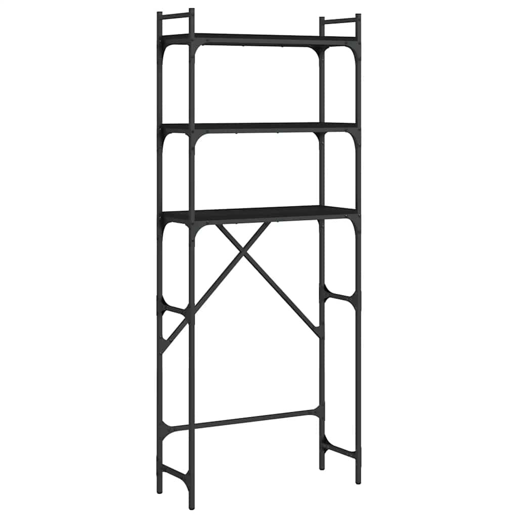vidaXL fekete szerelt fa mosógéppolc 67 x 25 x 163 cm