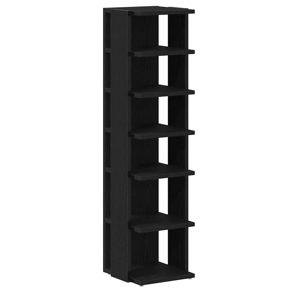 vidaXL fekete tölgy szerelt fa cipőszekrény 25x27x102 cm