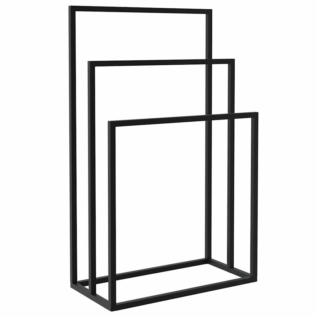vidaXL fekete vas szabadon álló törölközőtartó 48 x 24 x 79 cm