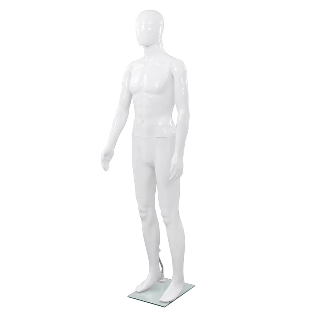 vidaXL fényes fehér egész alakos férfi próbababa üvegtalppal 185 cm