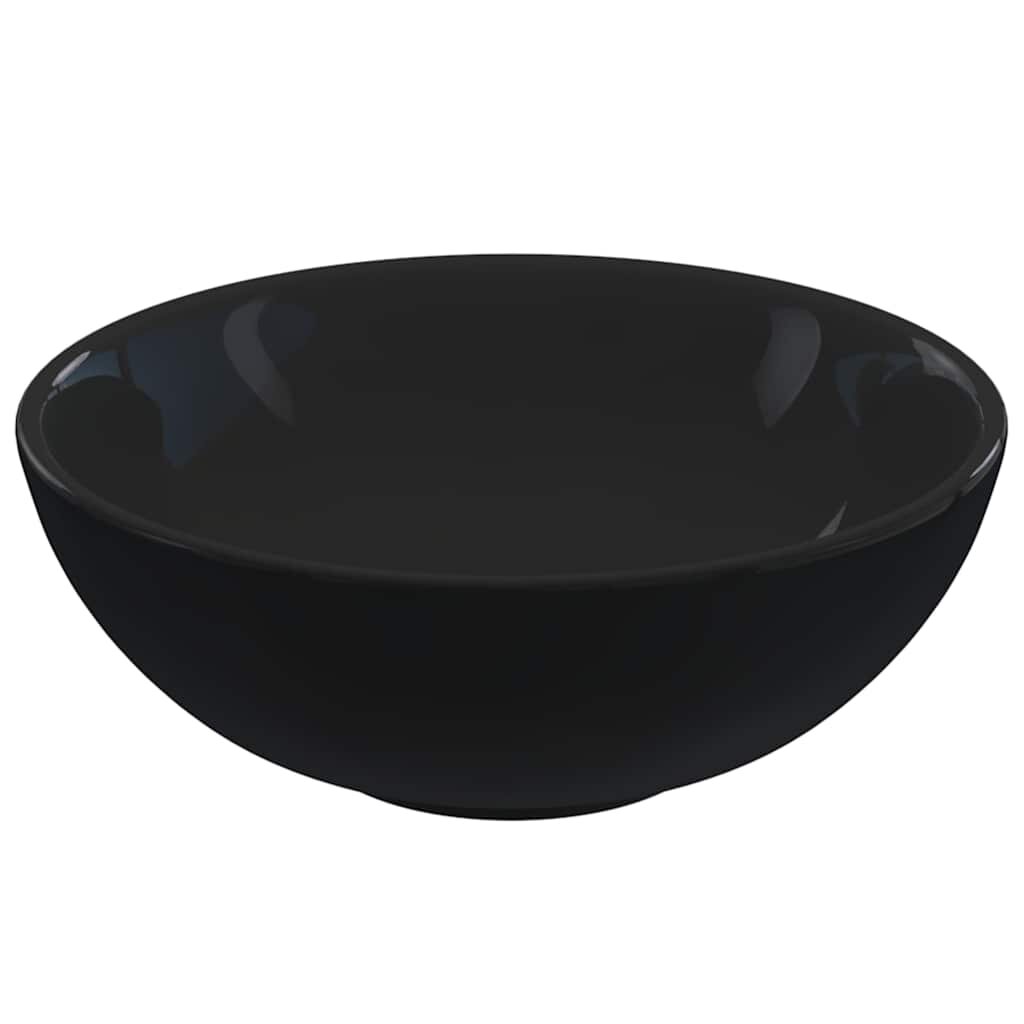 vidaXL fényes fekete kerámia mosdókagyló Ø28x10 cm