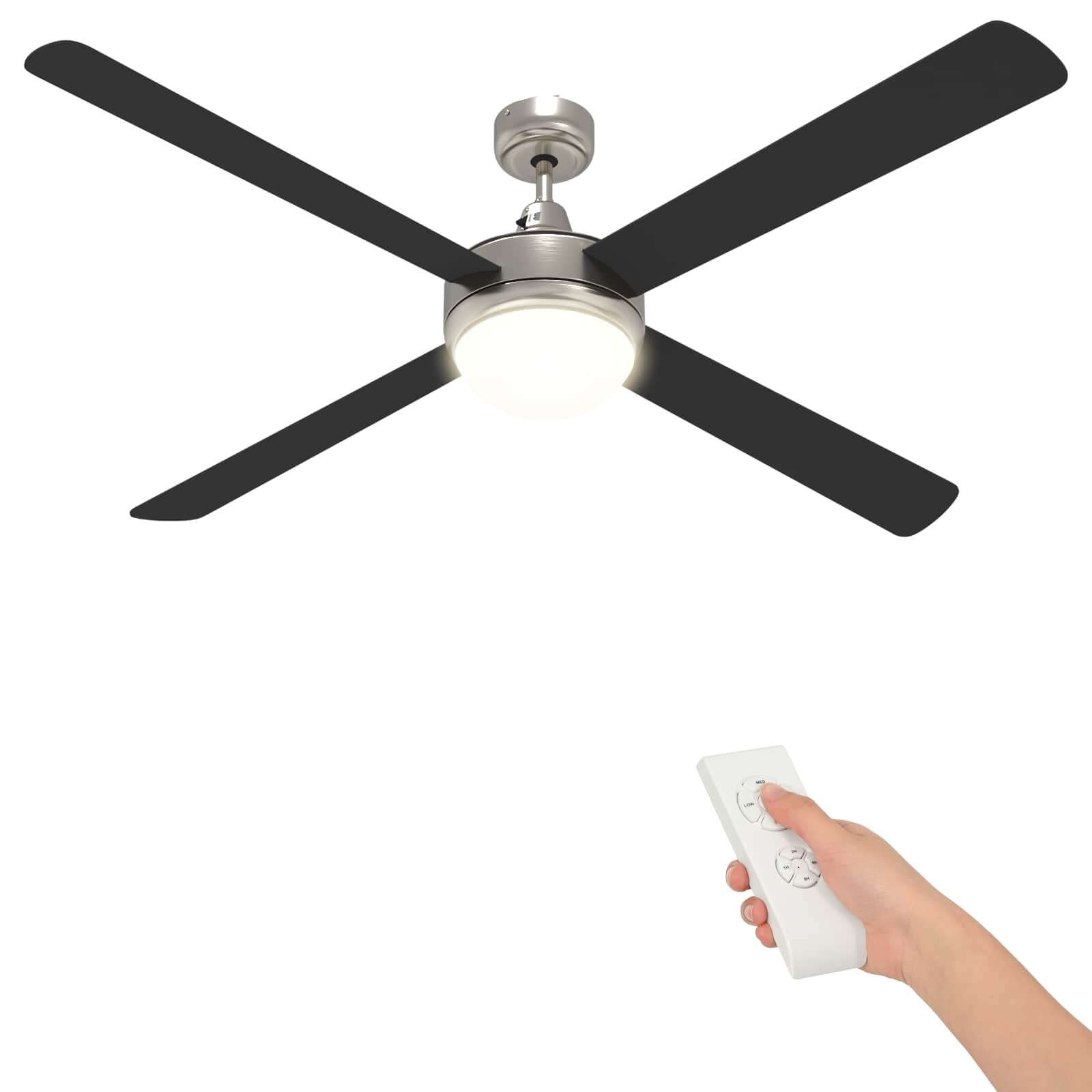 vidaXL Fényventilátor távirányítóval Ø 130 cm Fekete