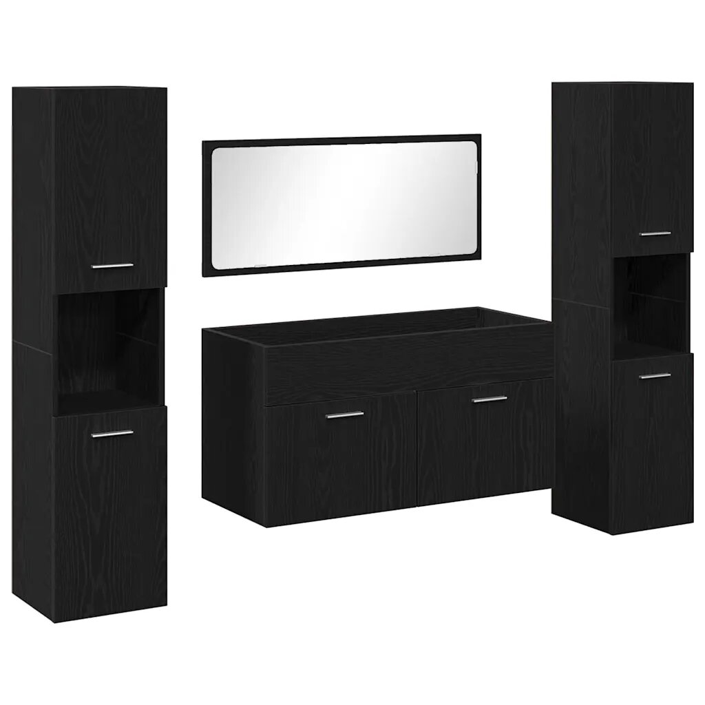 vidaXL Fürdőszoba bútor szett 4 db Fekete tölgy 90 x 385 x 46 cm