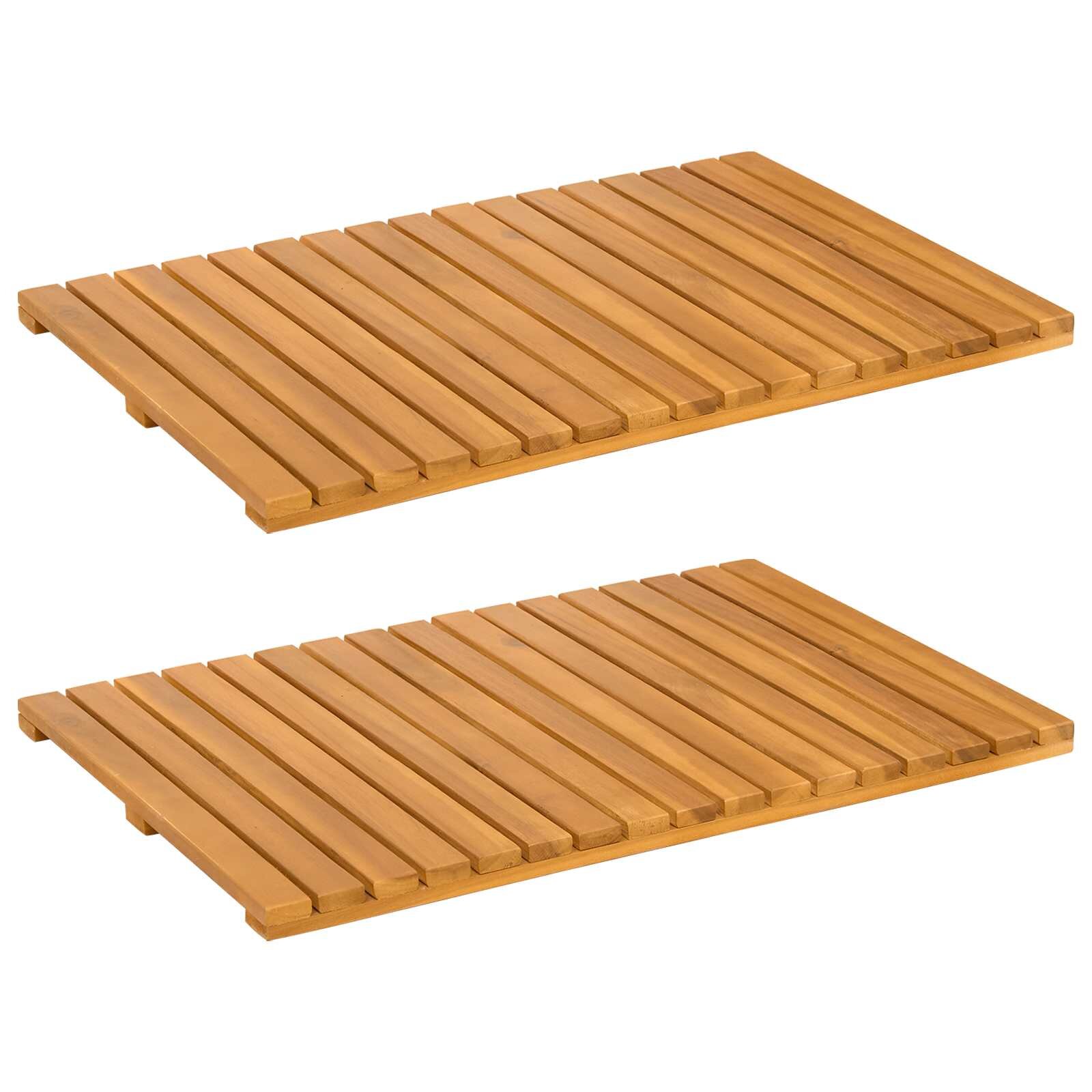 vidaXL Fürdőszoba szőnyeg 2 db Természetes 60 x 40 cm Tömör Akácfa
