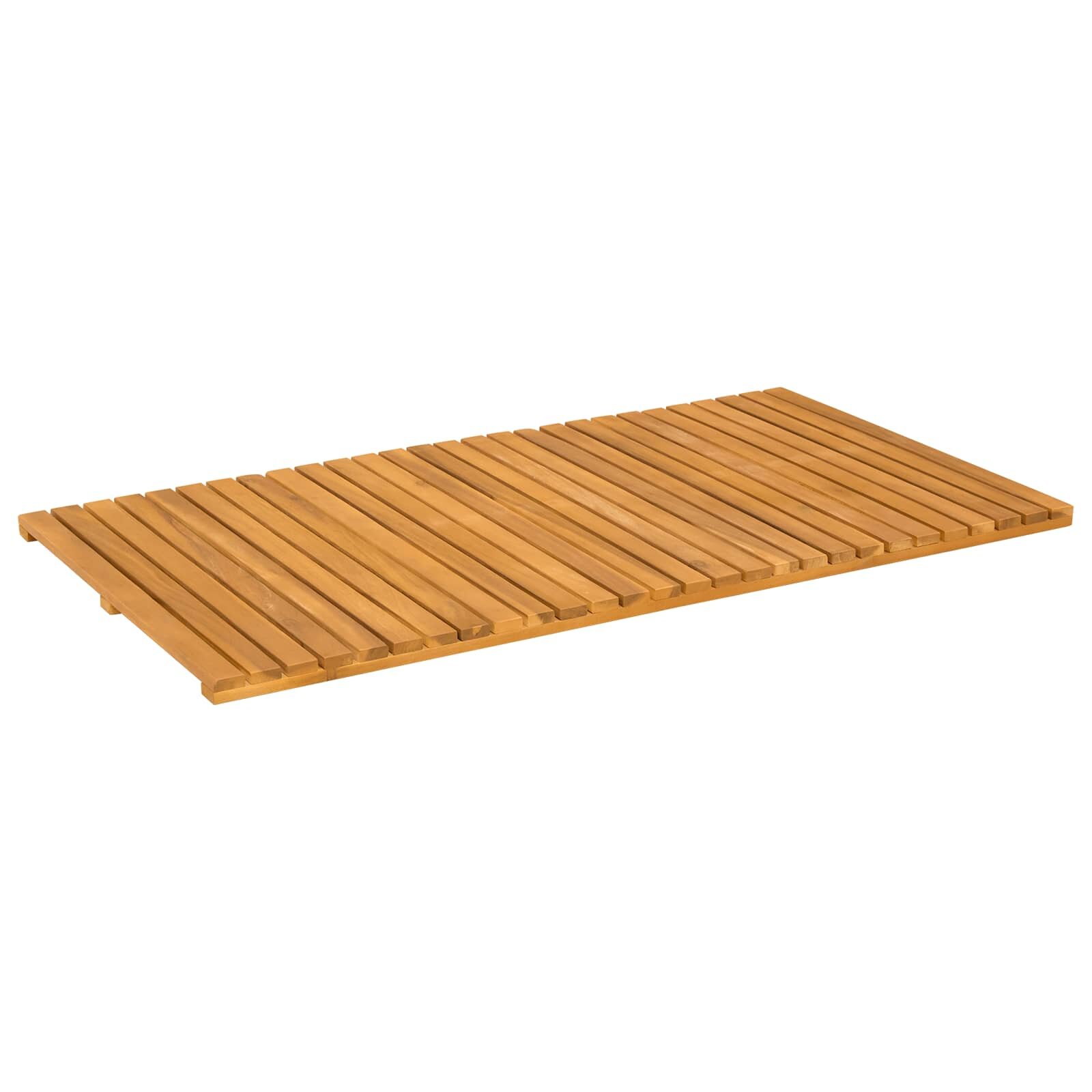 vidaXL Fürdőszoba szőnyeg Természetes 100 x 55 cm Tömör Akácfa