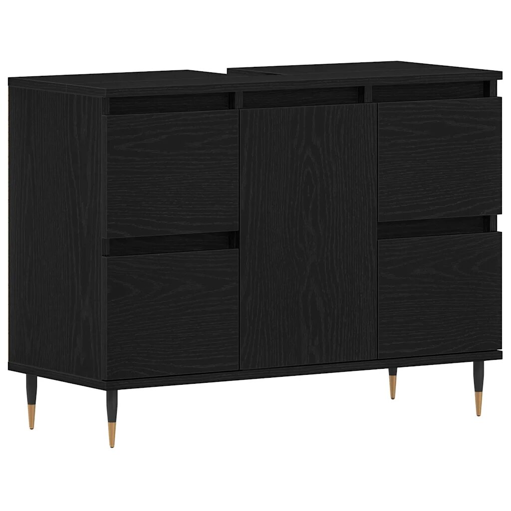 vidaXL Fürdőszobai mosdószekrény Fekete tölgy 80 x 33 x 60 cm
