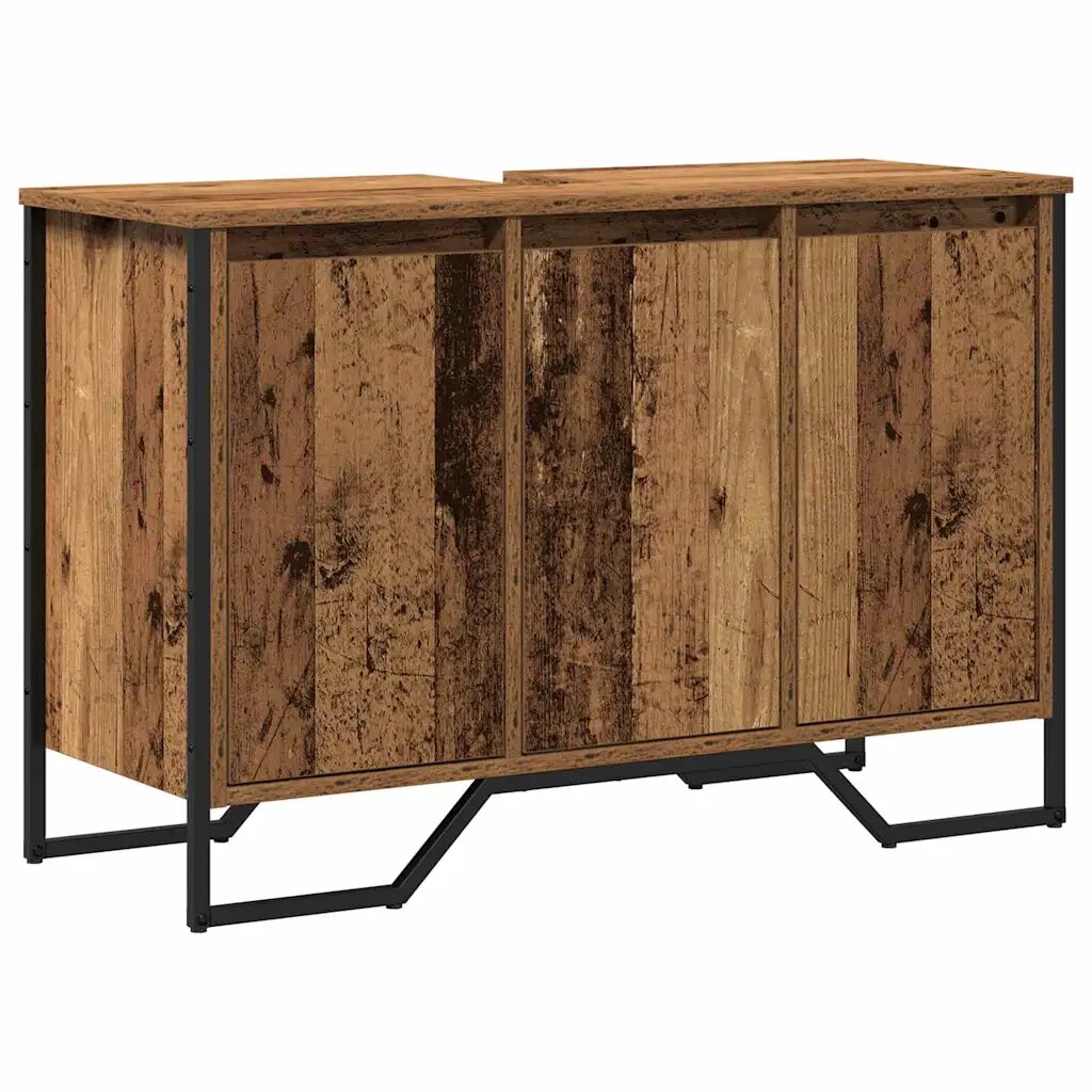vidaXL Fürdőszobai mosdószekrény Öreg fa 91 x 35 x 60 cm Szerelt fa