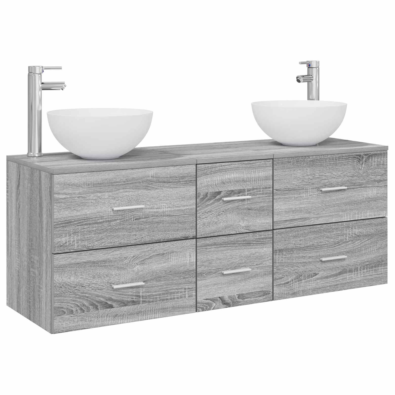 vidaXL Fürdőszobai Szekrény Szett 3 db Szürke Sonoma 129 x 41 x 80 cm