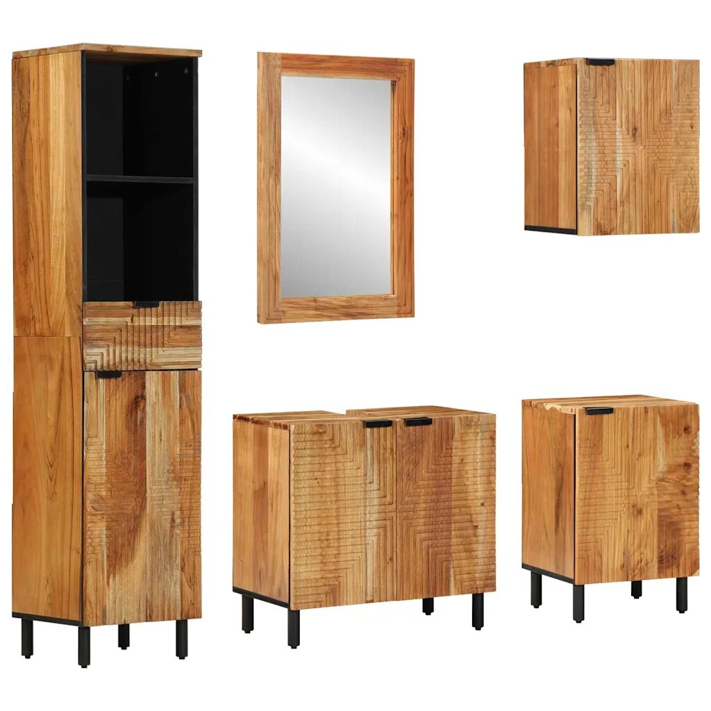 vidaXL Fürdőszobai Szekrény Szett 5 db Természetes 38 x 33 x 160 cm
