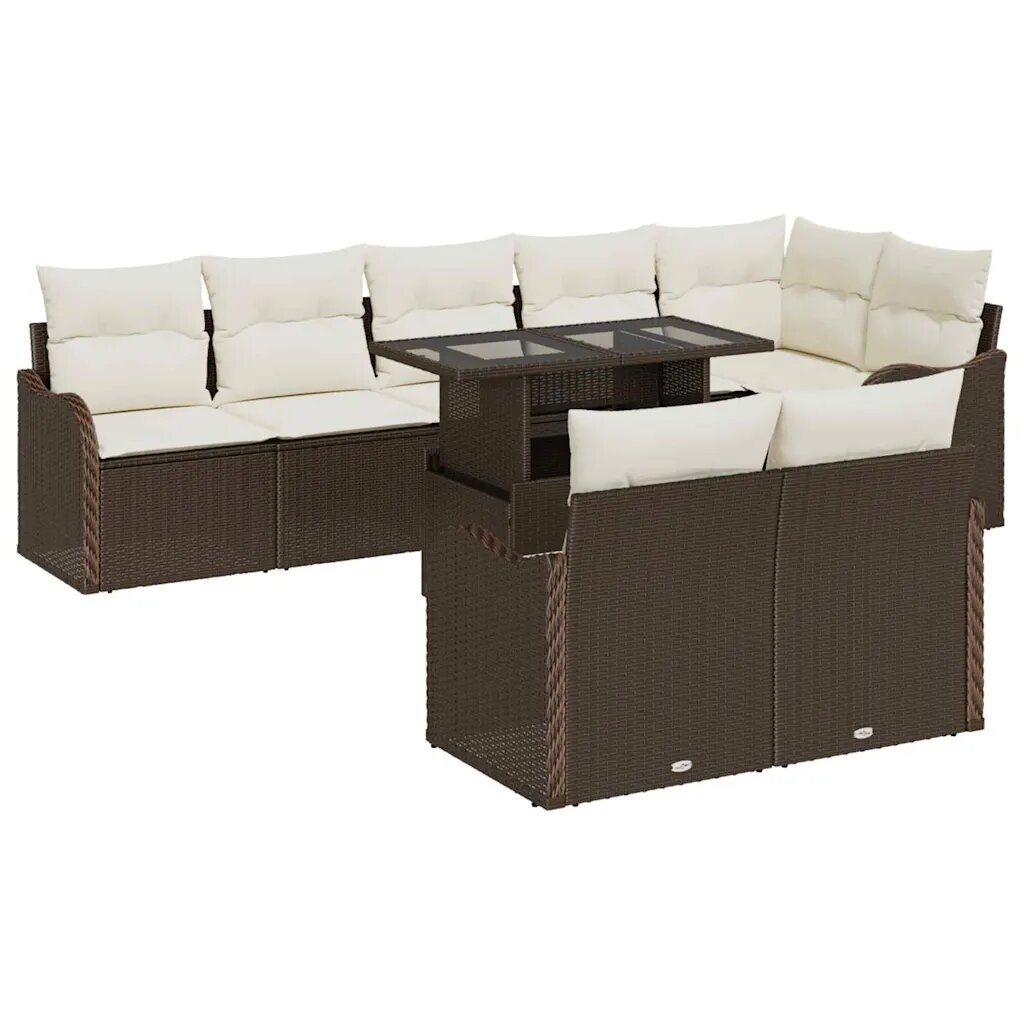 vidaXL Hálószoba szett 9 db Barna Poli rattan